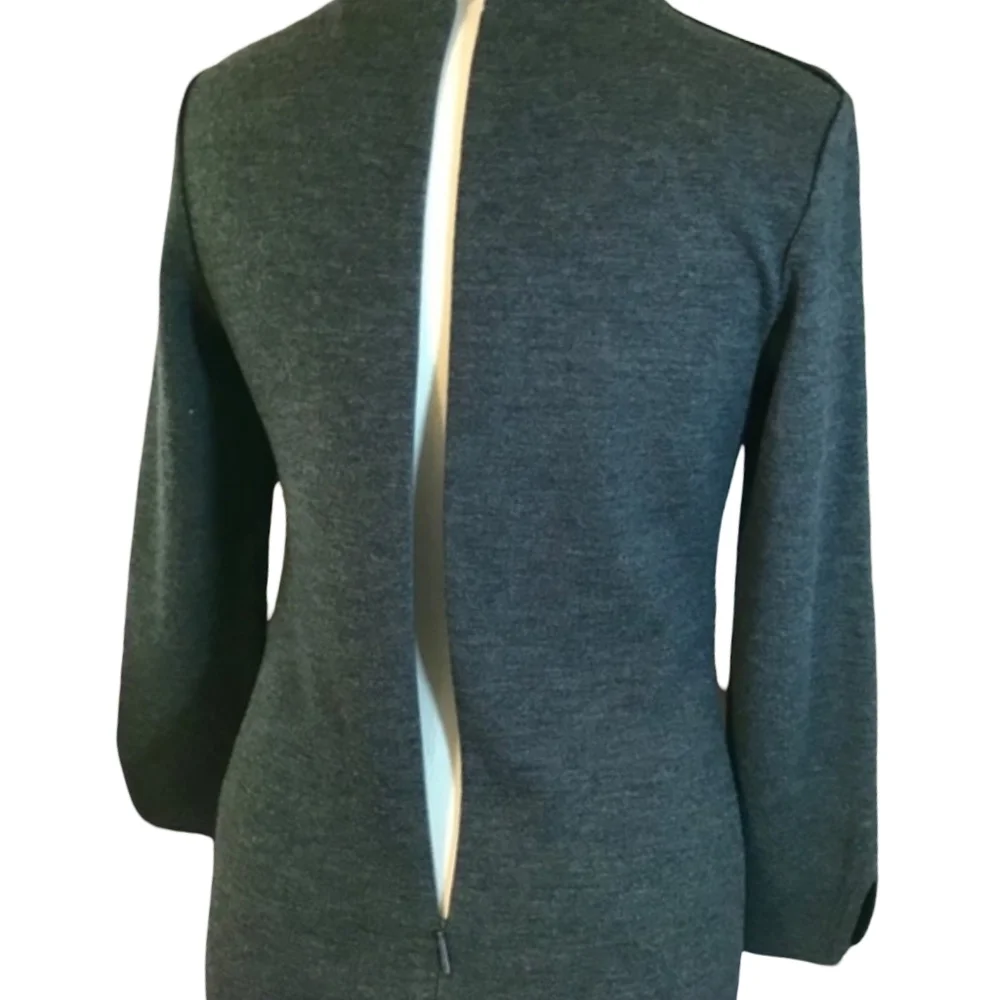 Tory Burch Vienna Gray Wool Long Sleeve Dress Size XS